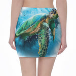 Sea Turtle Painting Print Pencil Mini Skirt