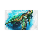 Sea Turtle Painting Print Polyester Flag