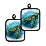 Sea Turtle Painting Print Pot Holders