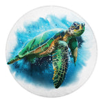 Sea Turtle Painting Print Round Blanket