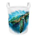 Sea Turtle Painting Print Round Laundry Basket