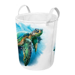 Sea Turtle Painting Print Round Laundry Basket