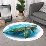 Sea Turtle Painting Print Round Rug