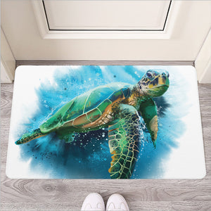 Sea Turtle Painting Print Rubber Doormat