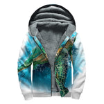 Sea Turtle Painting Print Sherpa Lined Zip Up Hoodie