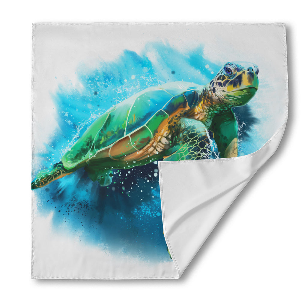Sea Turtle Painting Print Silk Bandana