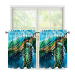 Sea Turtle Painting Print Tier Curtains