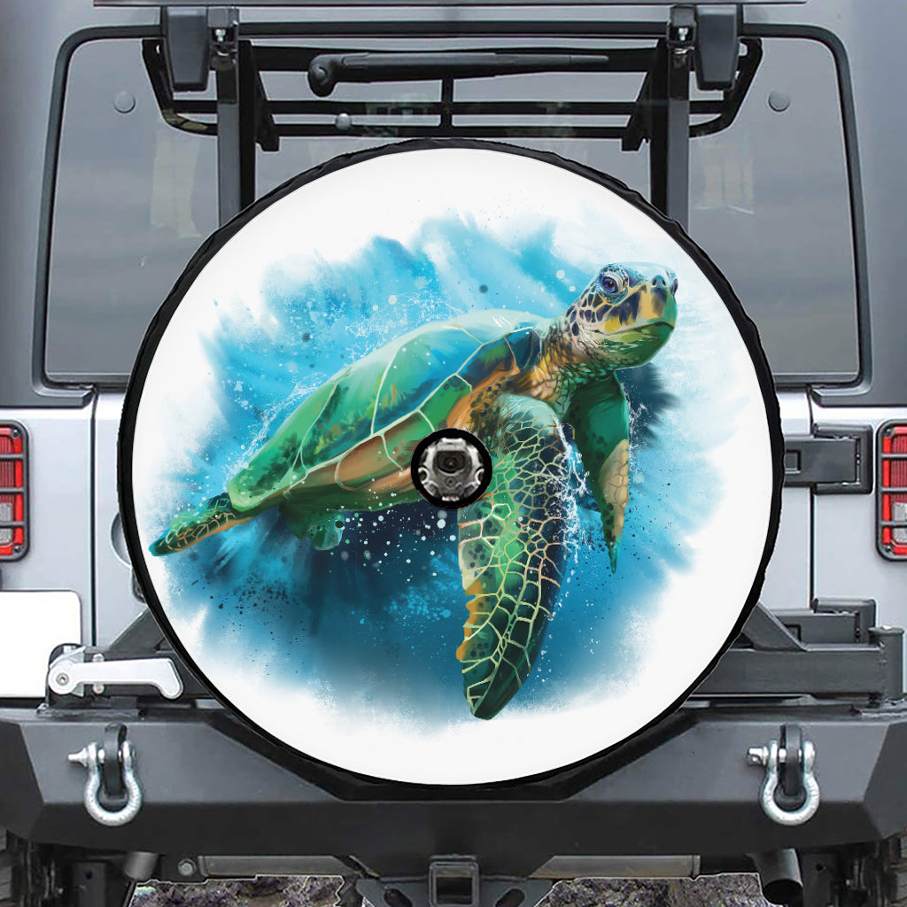 Sea Turtle Painting Print Tire Cover With Camera Hole