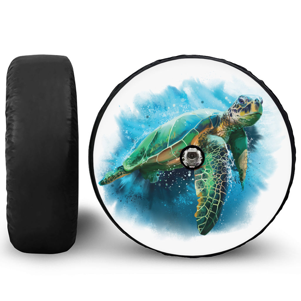 Sea Turtle Painting Print Tire Cover With Camera Hole