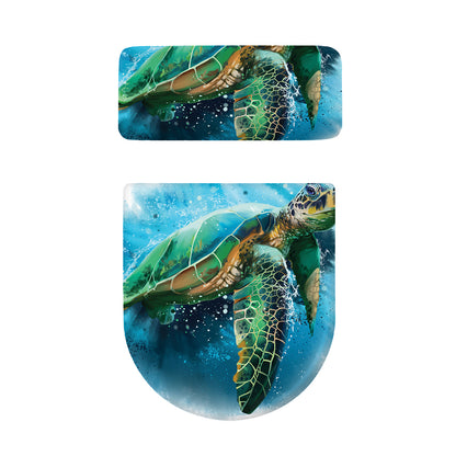 Sea Turtle Painting Print Toilet Lid And Tank Cover Set