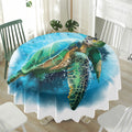 Sea Turtle Painting Print Waterproof Round Tablecloth