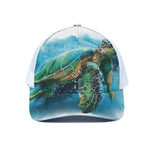 Sea Turtle Painting Print White Mesh Trucker Cap