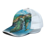 Sea Turtle Painting Print White Mesh Trucker Cap