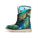 Sea Turtle Painting Print Winter Boots
