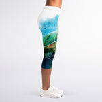 Sea Turtle Painting Print Women's Capri Leggings