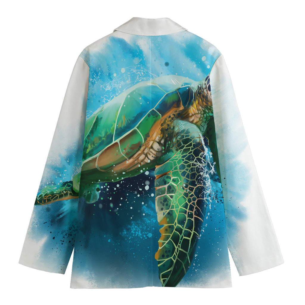 Sea Turtle Painting Print Women's Cotton Blazer
