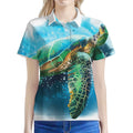 Sea Turtle Painting Print Women's Polo Shirt
