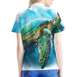 Sea Turtle Painting Print Women's Polo Shirt