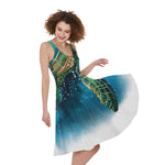 Sea Turtle Painting Print Women's Sleeveless Dress