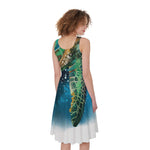 Sea Turtle Painting Print Women's Sleeveless Dress