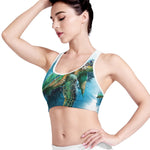Sea Turtle Painting Print Women's Sports Bra
