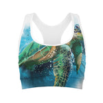 Sea Turtle Painting Print Women's Sports Bra