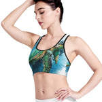 Sea Turtle Painting Print Women's Sports Bra