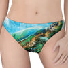 Sea Turtle Painting Print Women's Thong