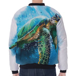 Sea Turtle Painting Print Zip Sleeve Bomber Jacket