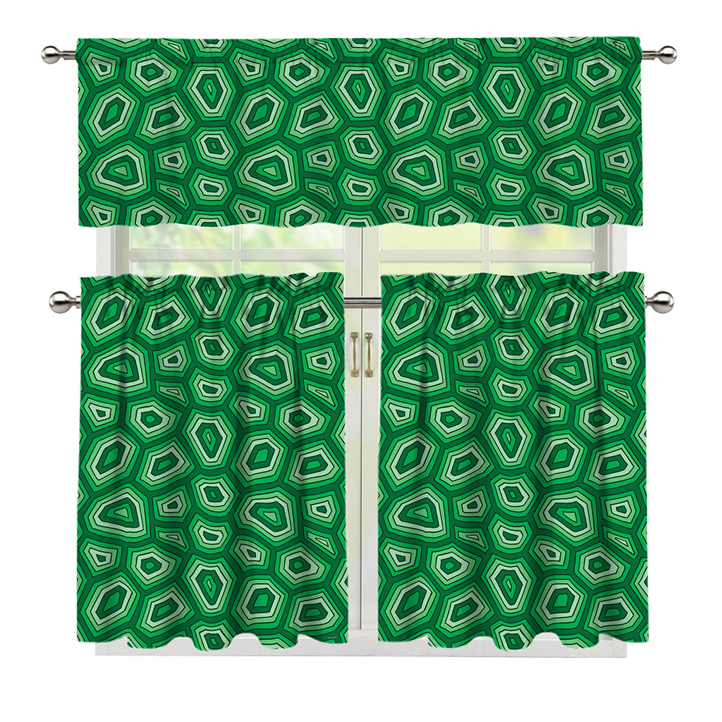 Sea Turtle Shell Pattern Print 3 Piece Kitchen Curtains