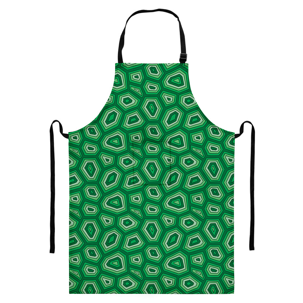 Sea Turtle Shell Pattern Print Bib Apron With Pocket