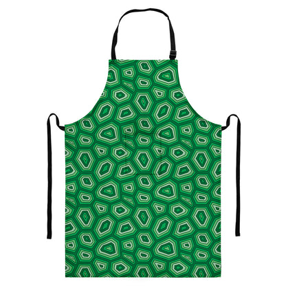 Sea Turtle Shell Pattern Print Bib Apron With Pocket