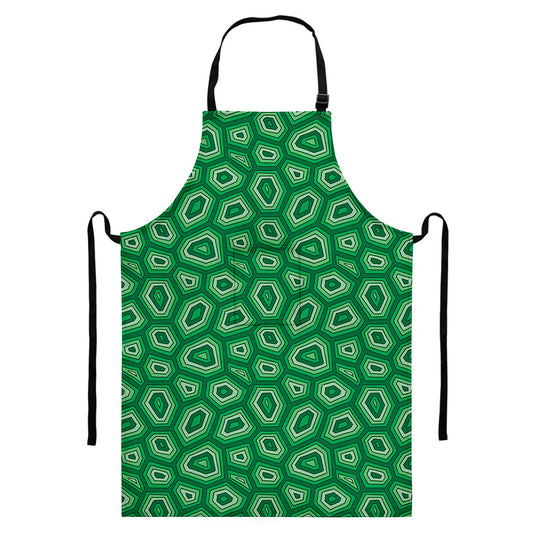 Sea Turtle Shell Pattern Print Bib Apron With Pocket
