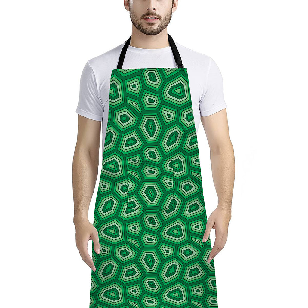 Sea Turtle Shell Pattern Print Bib Apron With Pocket