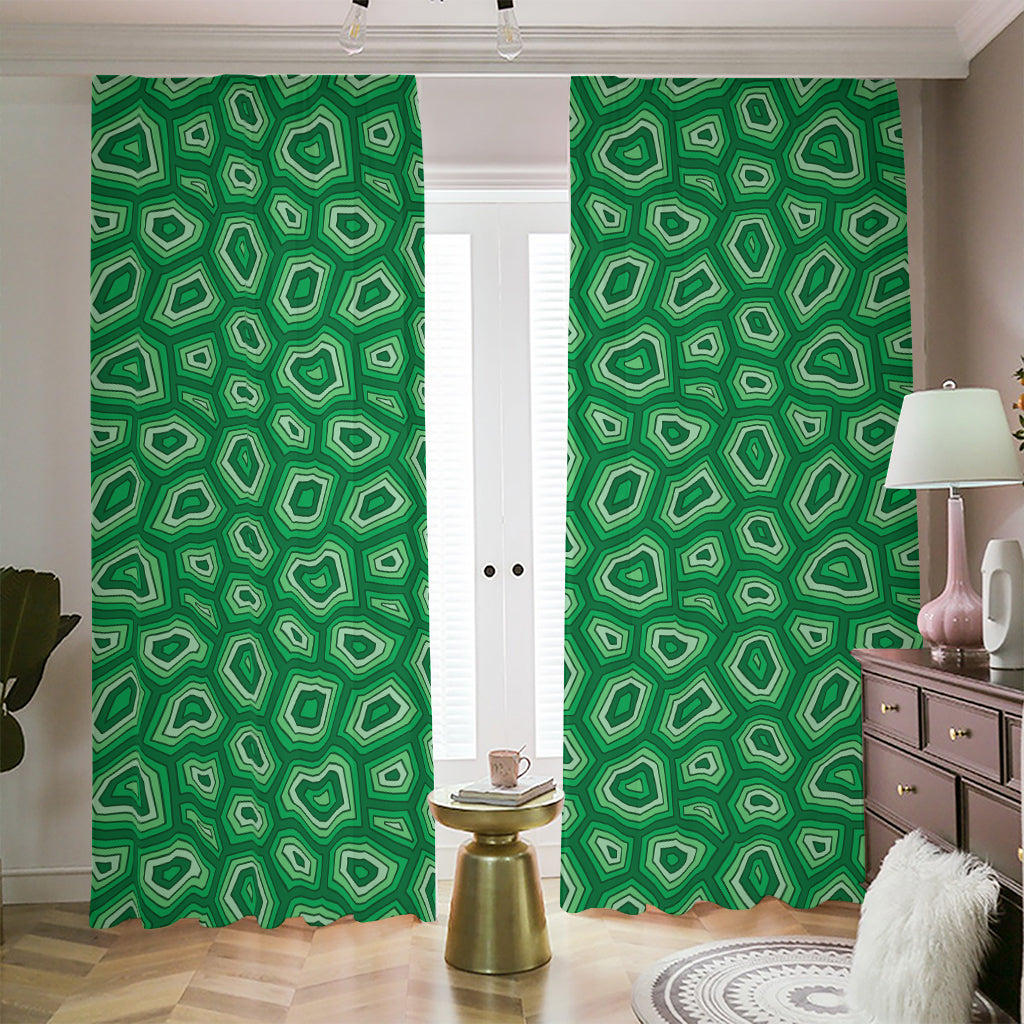 Sea Turtle Shell Pattern Print Blackout Pencil Pleat Curtains