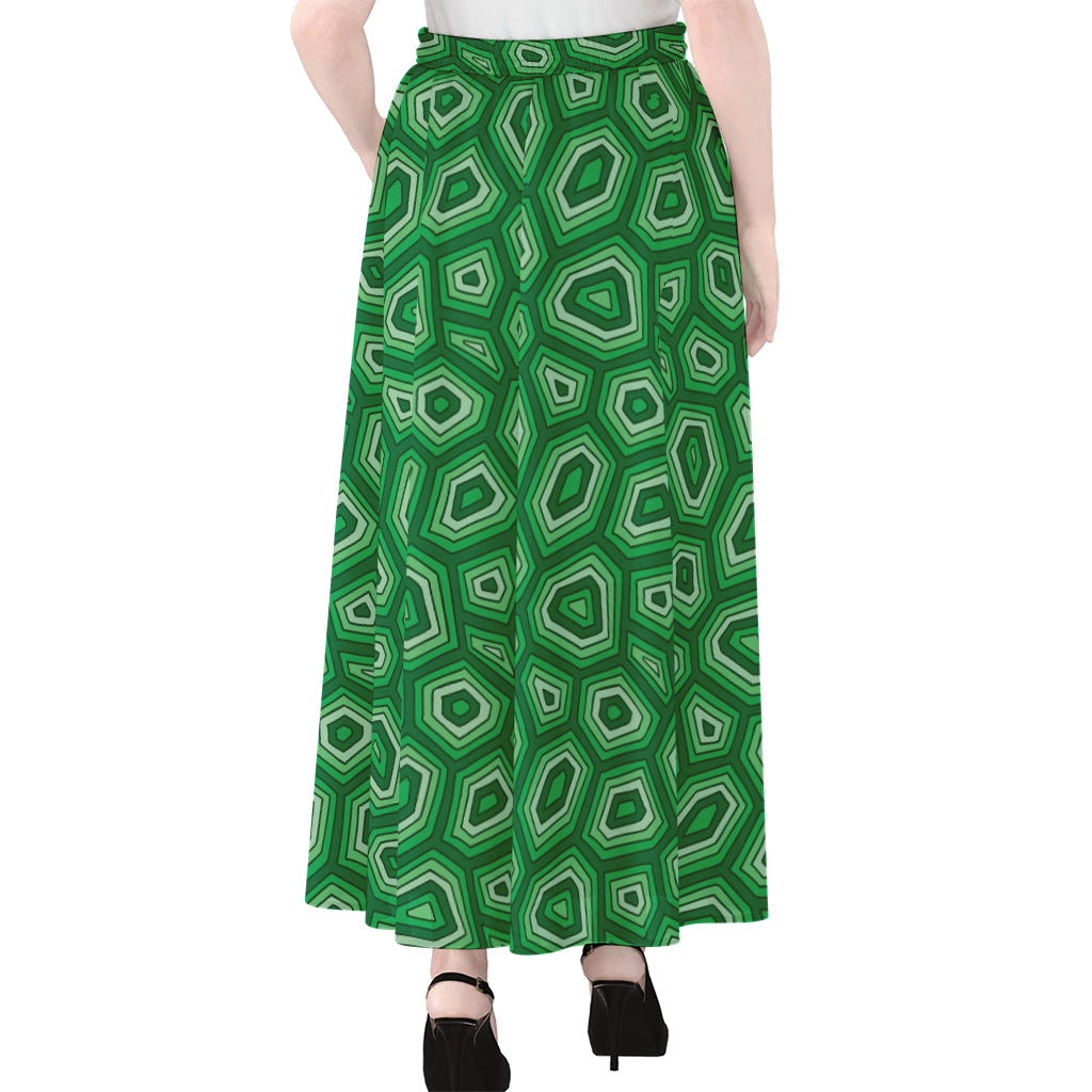 Sea Turtle Shell Pattern Print Chiffon Maxi Skirt