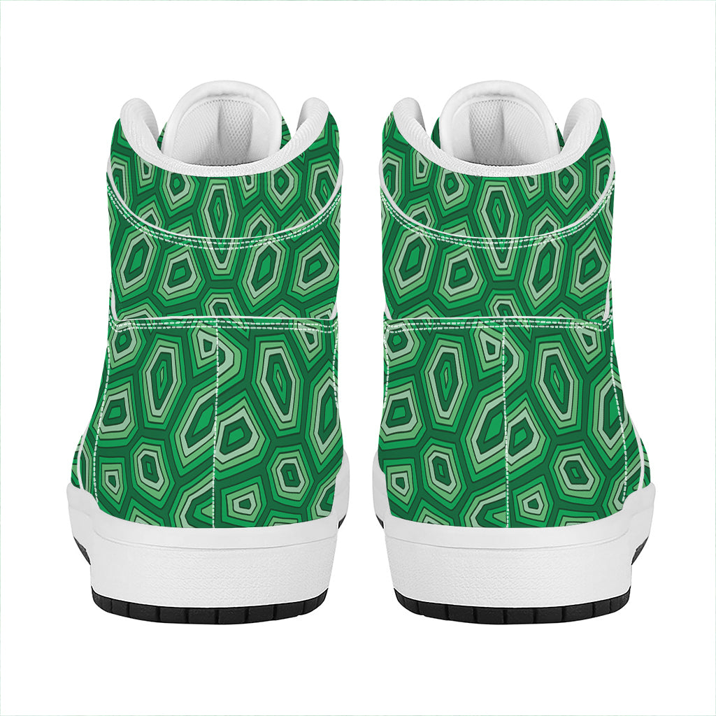 Sea Turtle Shell Pattern Print High Top Leather Sneakers