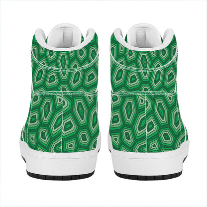Sea Turtle Shell Pattern Print High Top Leather Sneakers