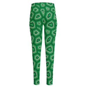 Sea Turtle Shell Pattern Print High-Waisted Pocket Leggings