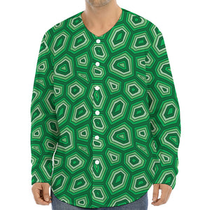 Sea Turtle Shell Pattern Print Long Sleeve Baseball Jersey