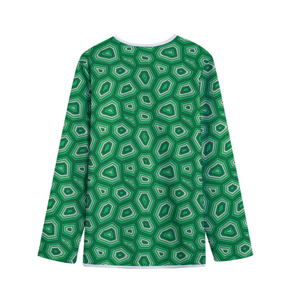 Sea Turtle Shell Pattern Print Long Sleeve Short Coat