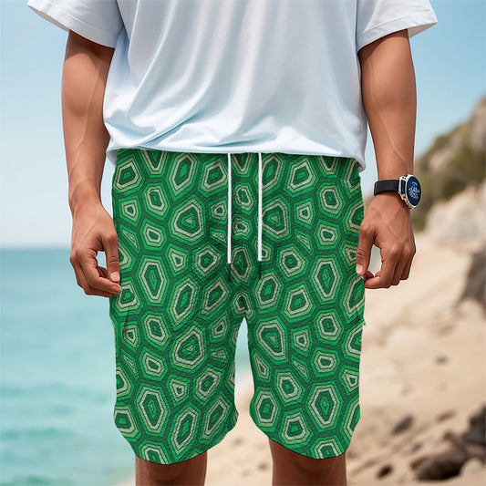Sea Turtle Shell Pattern Print Men's Cargo Shorts