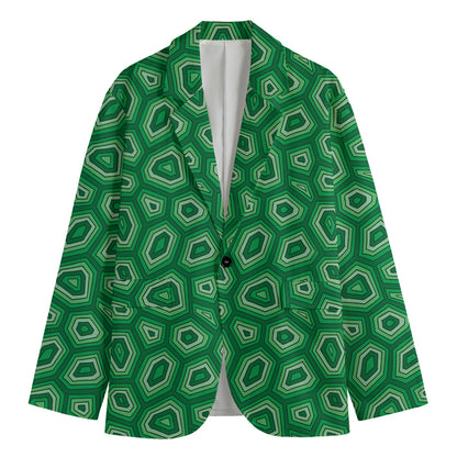Sea Turtle Shell Pattern Print Men's Cotton Blazer