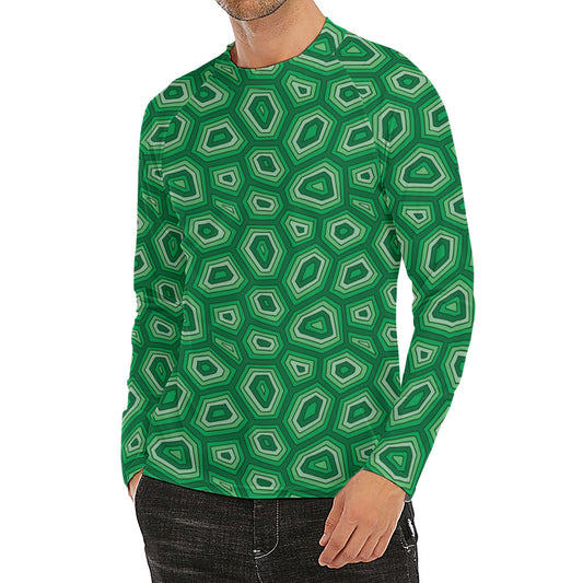 Sea Turtle Shell Pattern Print Men's Long Sleeve Rash Guard