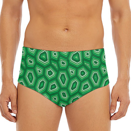 Sea Turtle Shell Pattern Print Men's Triangle Swim Briefs