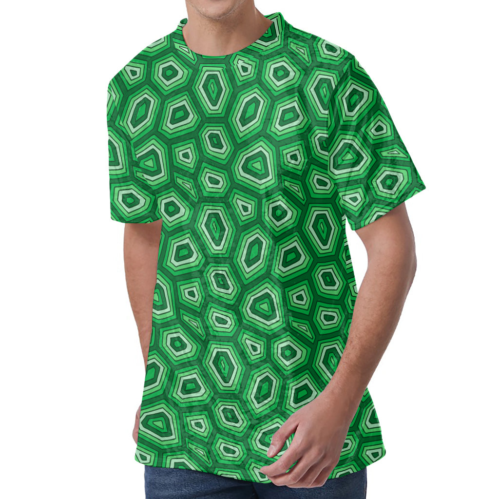 Sea Turtle Shell Pattern Print Men's Velvet T-Shirt