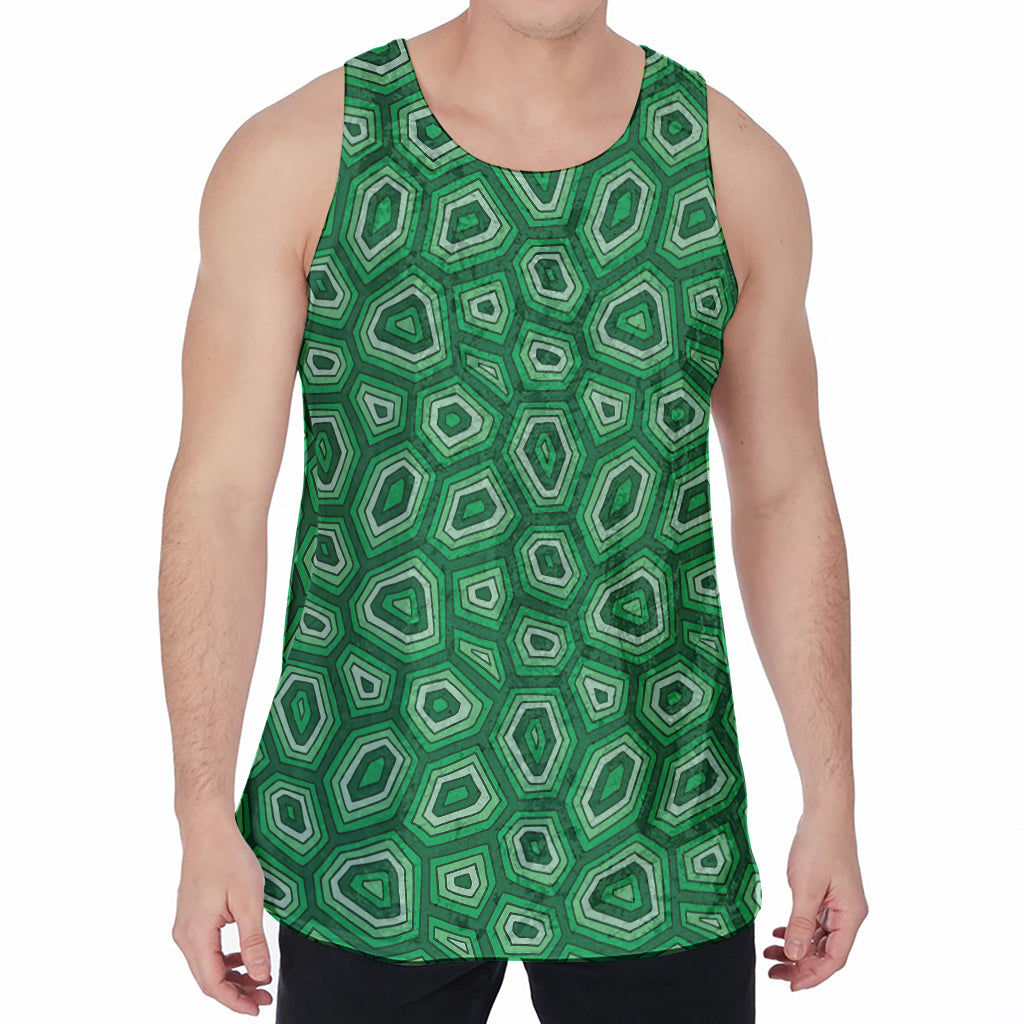 Sea Turtle Shell Pattern Print Men's Velvet Tank Top