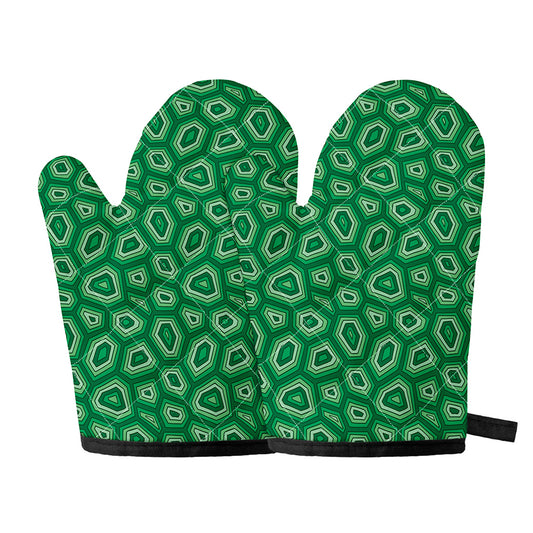 Sea Turtle Shell Pattern Print Oven Mitts