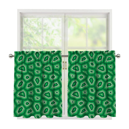 Sea Turtle Shell Pattern Print Tier Curtains