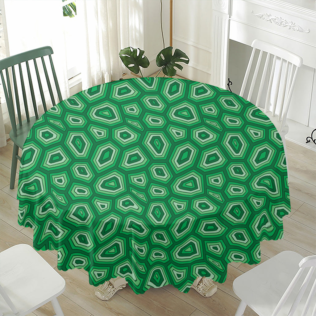 Sea Turtle Shell Pattern Print Waterproof Round Tablecloth
